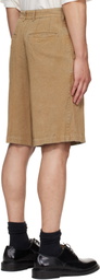 Toga Virilis Beige Flocked Denim Shorts