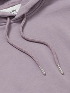 AMI PARIS - Logo-Embroidered Cotton-Jersey Hoodie - Purple