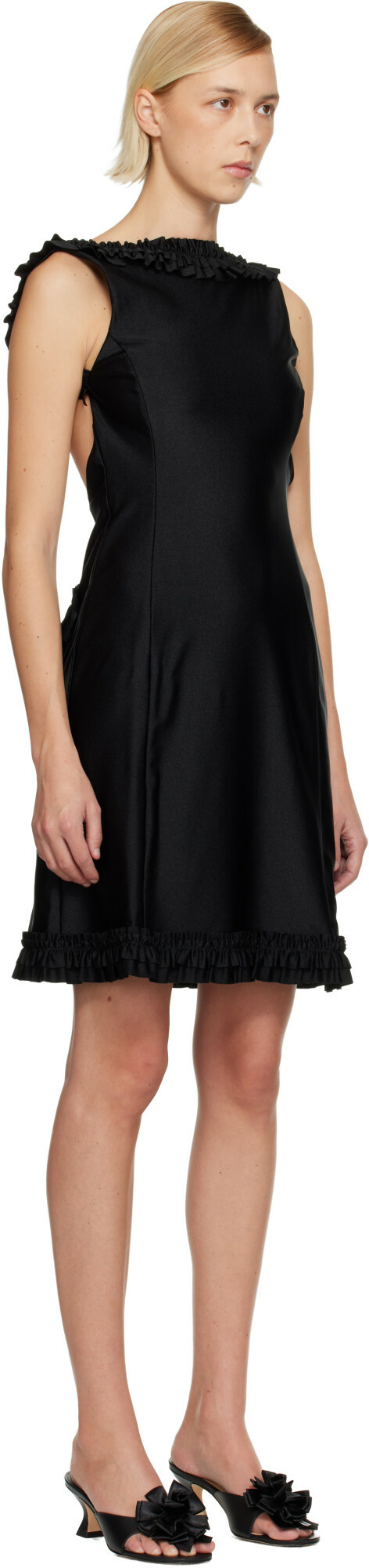 Sandy Liang Black Prim Midi Dress
