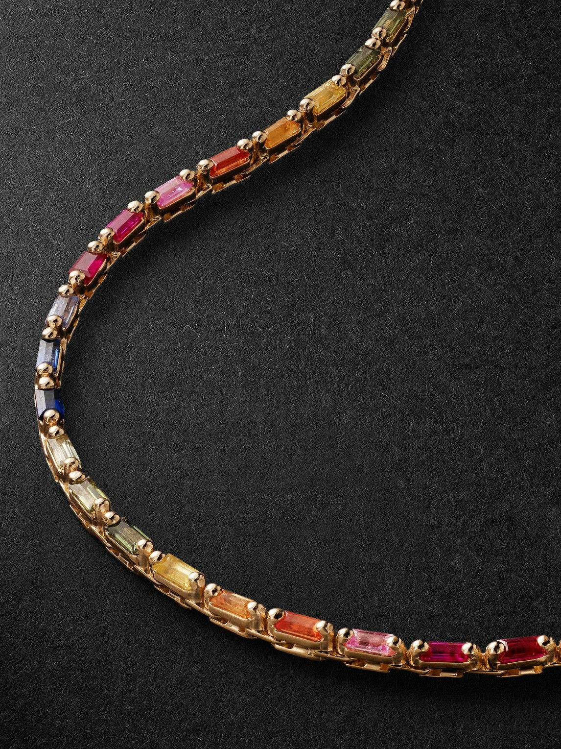 Suzanne Kalan - Linear Full 18-Karat Rose Gold Sapphire Tennis Necklace