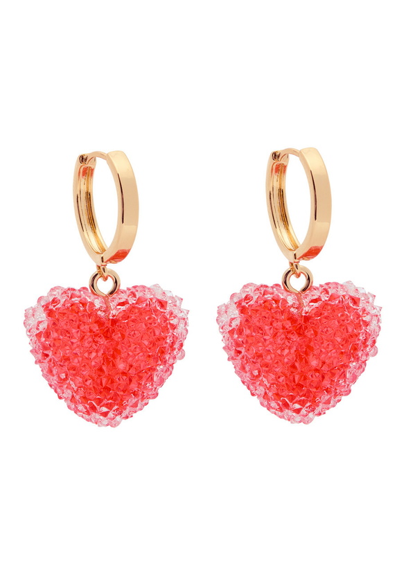 Photo: Crystal Haze Jelly Heart 18kt Gold-plated Hoop Earrings - Red - One Size
