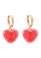 Crystal Haze Jelly Heart 18kt Gold-plated Hoop Earrings - Red - One Size