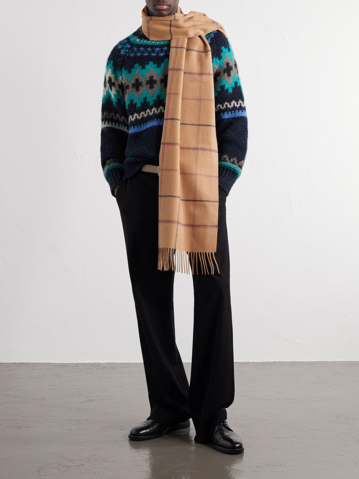 Paul Smith - Checked Wool and Cashmere-Blend Scarf - Brown