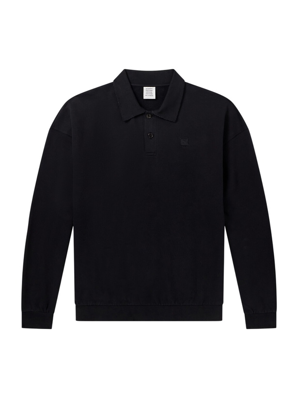 Photo: VETEMENTS - Logo-Embroidered Distressed Cotton-Jersey Sweatshirt - Black
