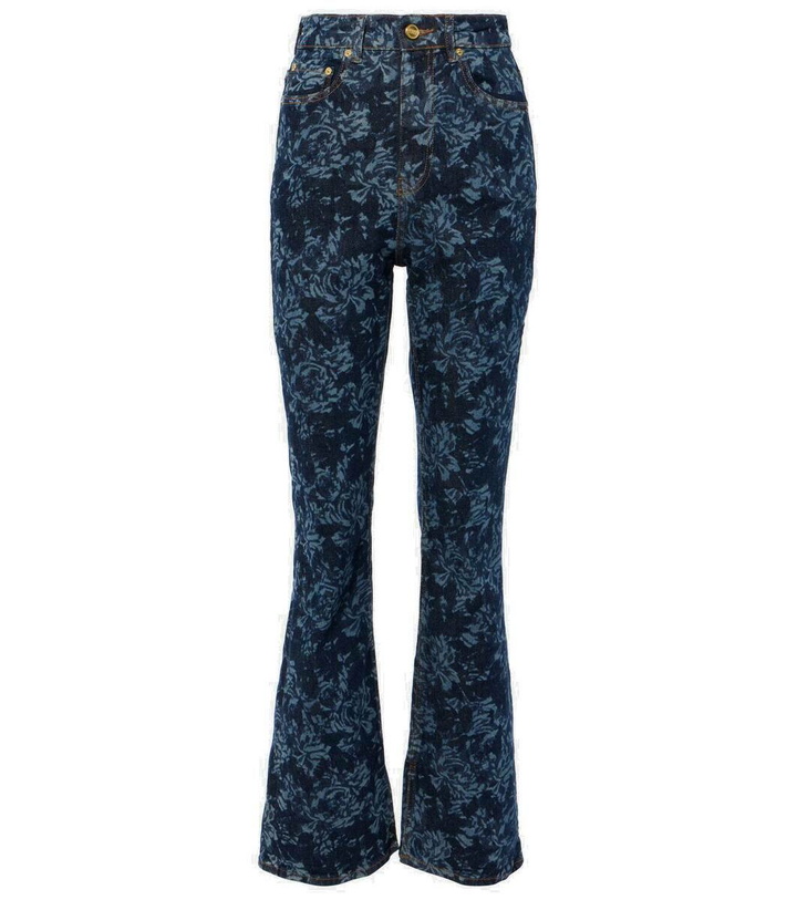 Photo: Ganni Printed high-rise flared jeans