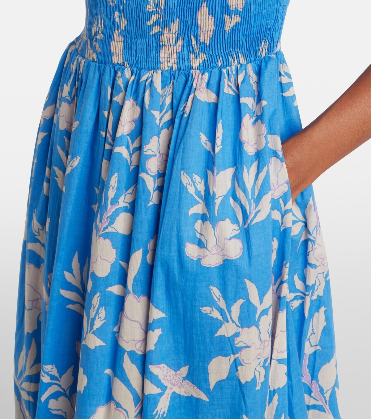 Poupette St Barth Suzanne shirred cotton muslin maxi dress