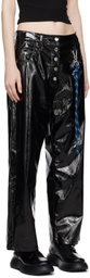 Song for the Mute Black Straight-Fit Faux-Leather Trousers