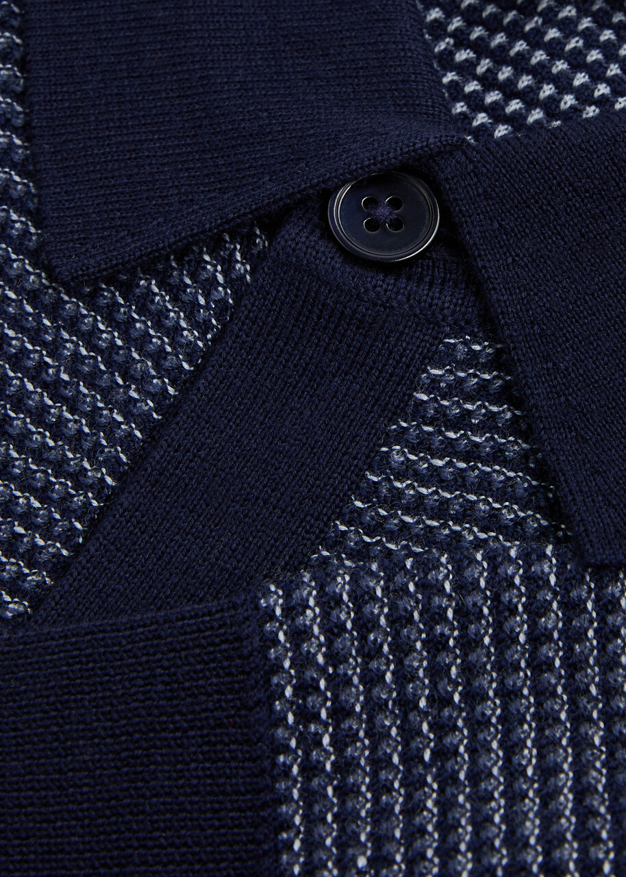 Paul Smith Textured Wool Cardigan Navy
