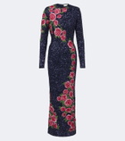 Là Fuori Rose Nocturne embellished gown