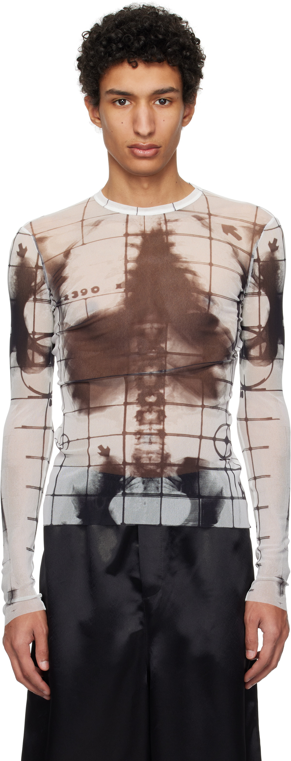 Jean Paul Gaultier White & Black 'The Squeletor' Long Sleeve Top