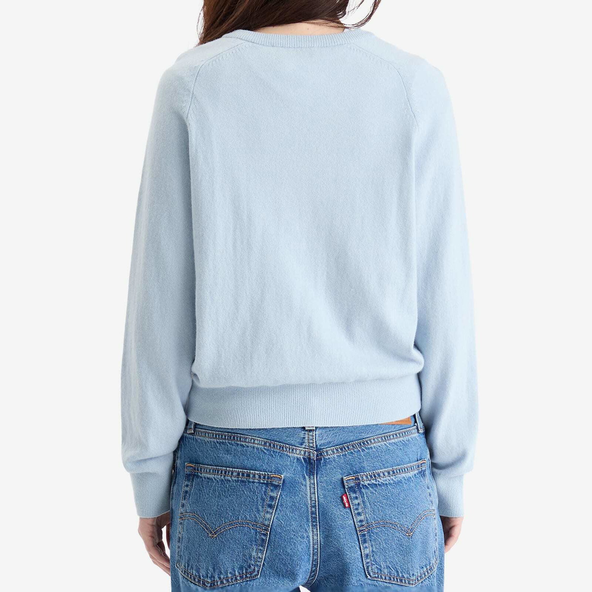 DUNST Women's Unisex Loose V-Neck Sweater in Soft Blue