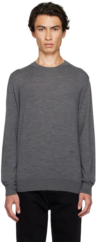 Photo: Lanvin Gray Embroidered Sweater
