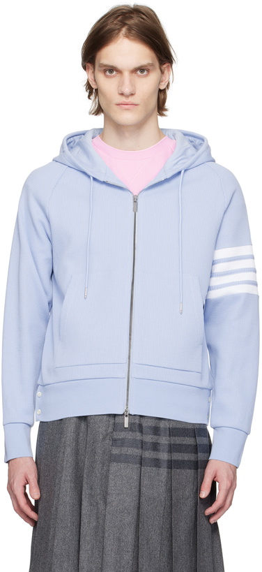 Photo: Thom Browne Blue 4-Bar Hoodie