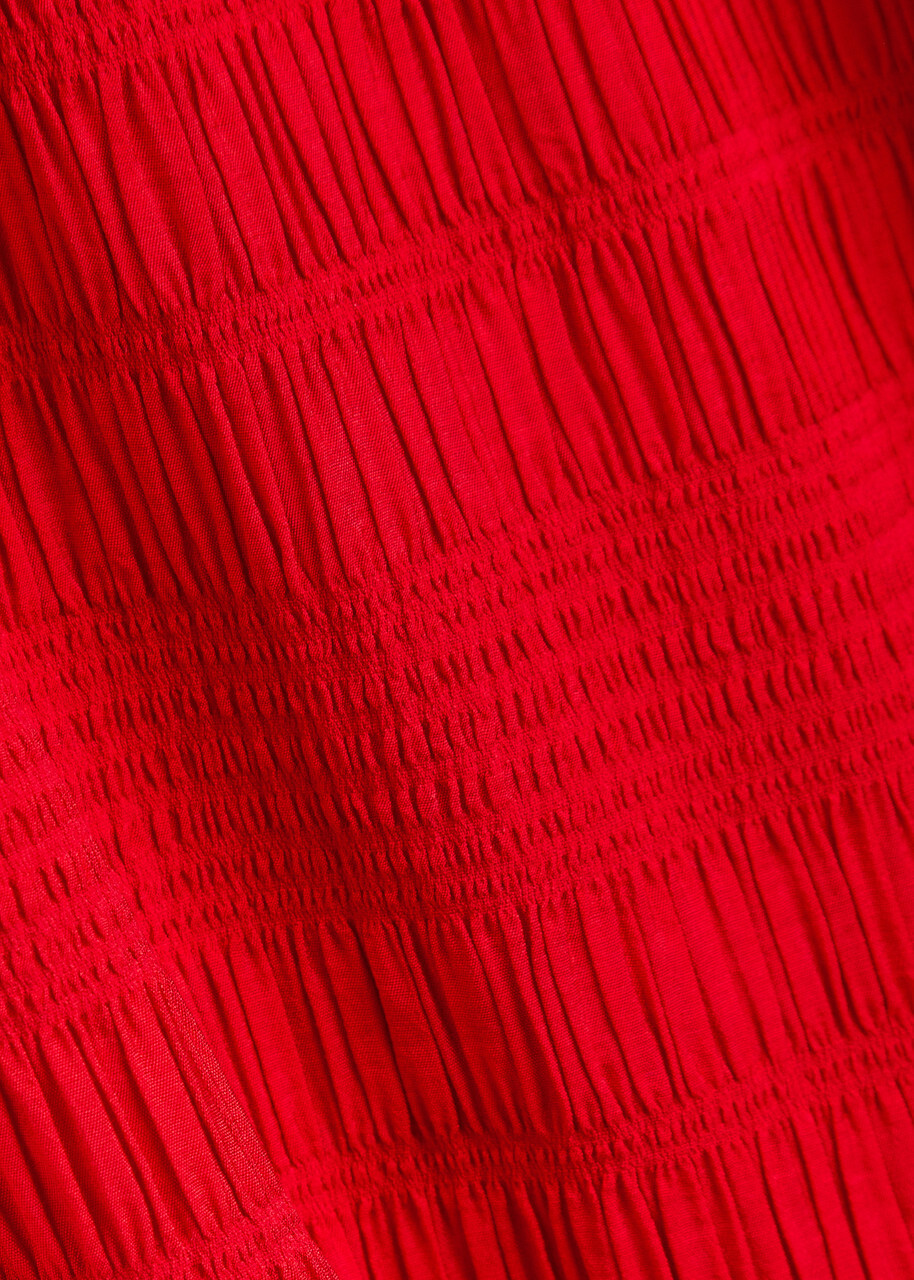 Polo Ralph Lauren Shirred Woven Midi Skirt Red
