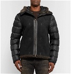 Ten C - Grosgrain-Trimmed Shearling and Quilted Nylon Hooded Down Jacket Liner - Men - Dark gray