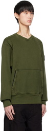 Stone Island Green Garment-Dyed Sweatshirt