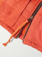 Greg Lauren - Faux Fur and Ripstop-Trimmed Quilted Cotton-Blend Twill Hooded Jacket - Orange