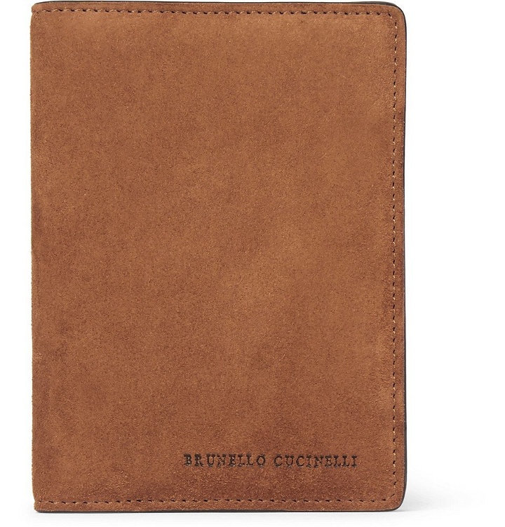 Photo: Brunello Cucinelli - Suede and Textured-Leather Passport Cover - Men - Tan