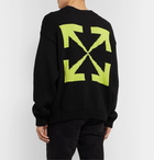 Off-White - Logo-Intarsia Cotton-Blend Sweater - Black