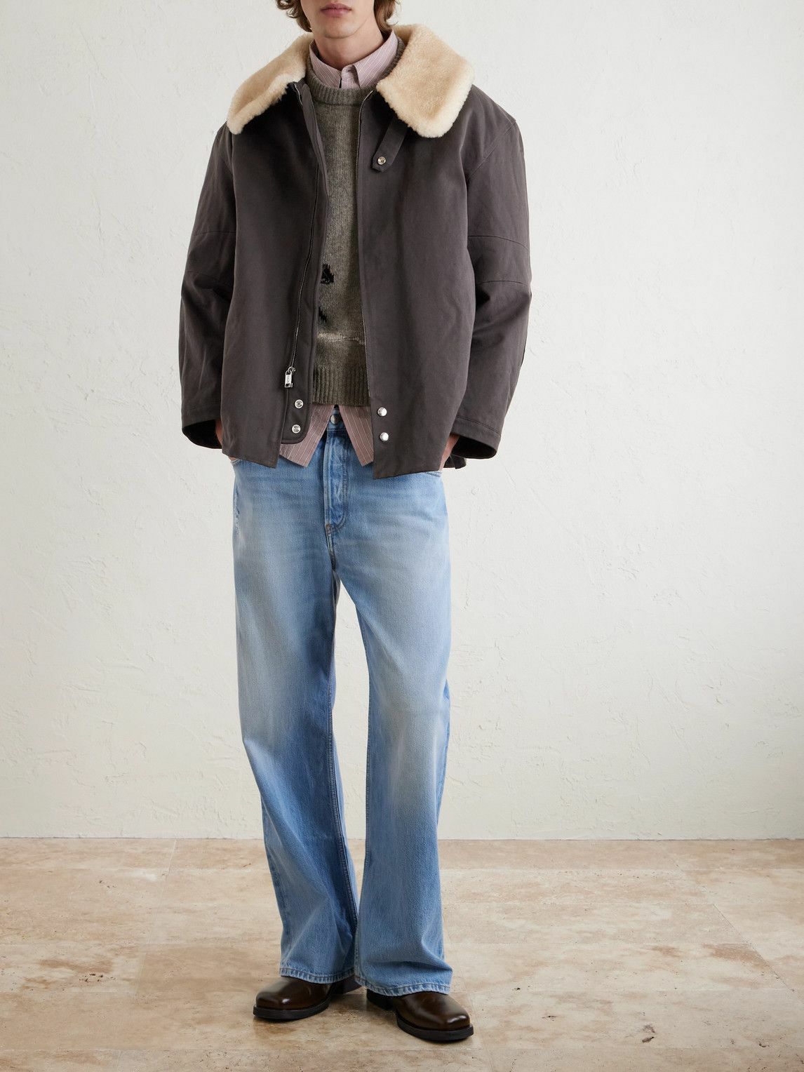 Enfants Riches Déprimés - Viktor Shearling-Trimmed Padded Cotton-Twill Jacket - Black