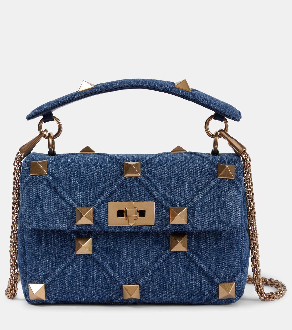 Valentino Garavani Roman Stud Medium denim shoulder bag