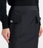 McQueen Chalk stripe wool and mohair pencil skirt