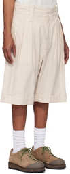 Engineered Garments Beige & White Gurkha Shorts