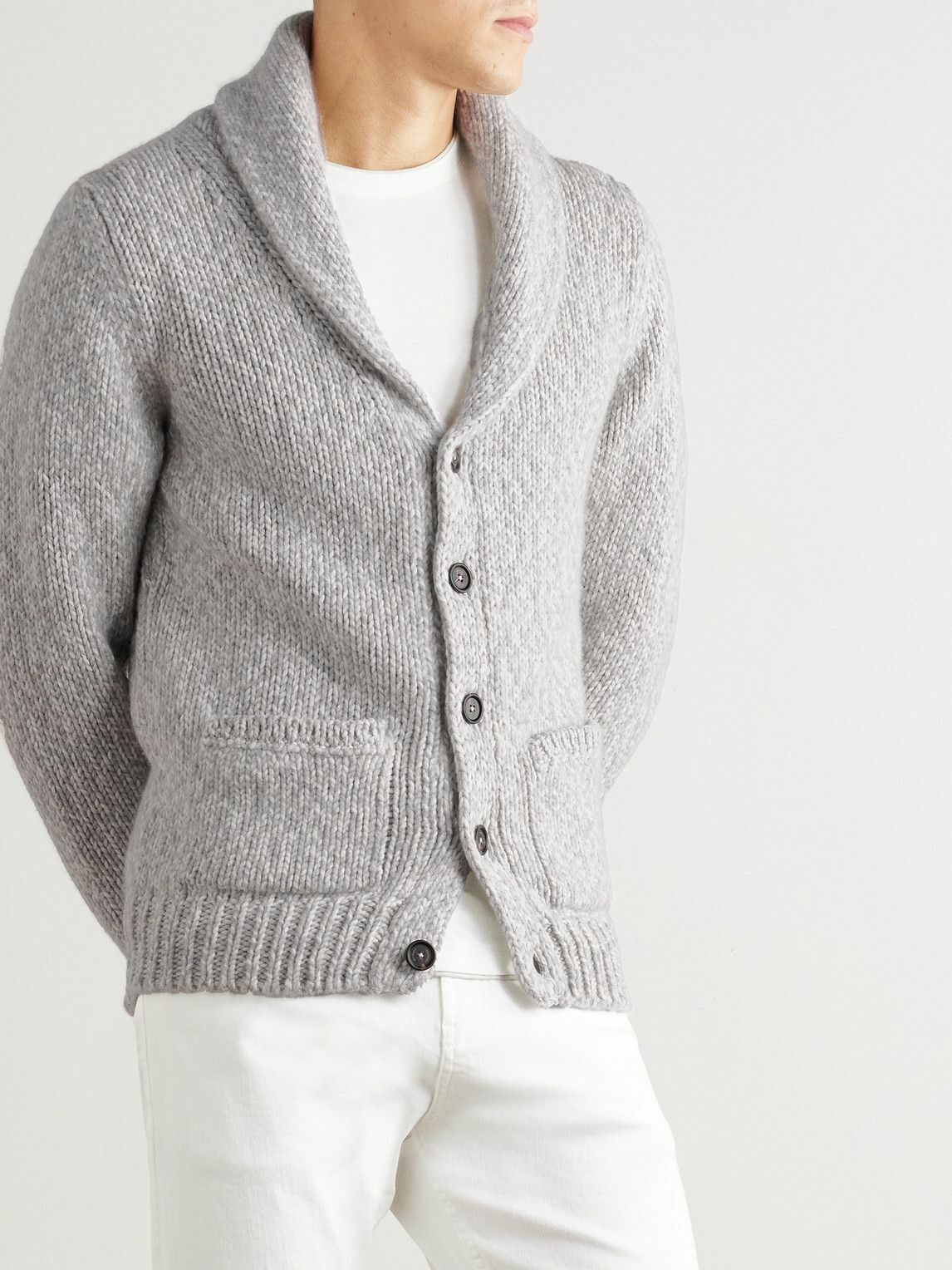 Eleventy - Slim-Fit Shawl-Collar Cashmere Cardigan - Gray