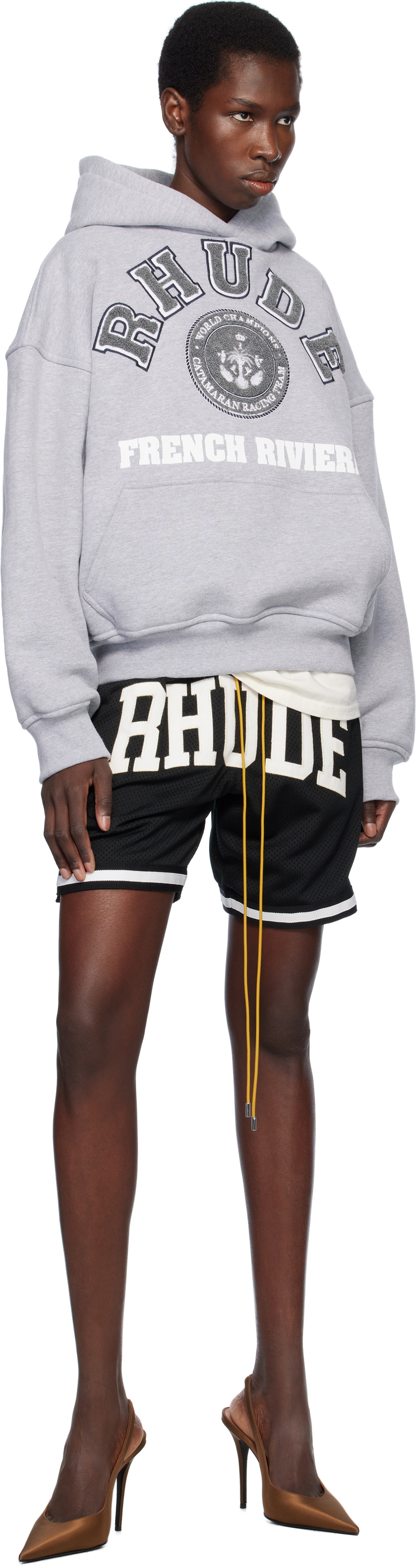 Rhude Gray 'Rhude French Riviera' Patch Hoodie