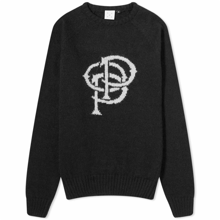 Photo: POP Trading Company Men's Initials Knitted Crewneck in Black