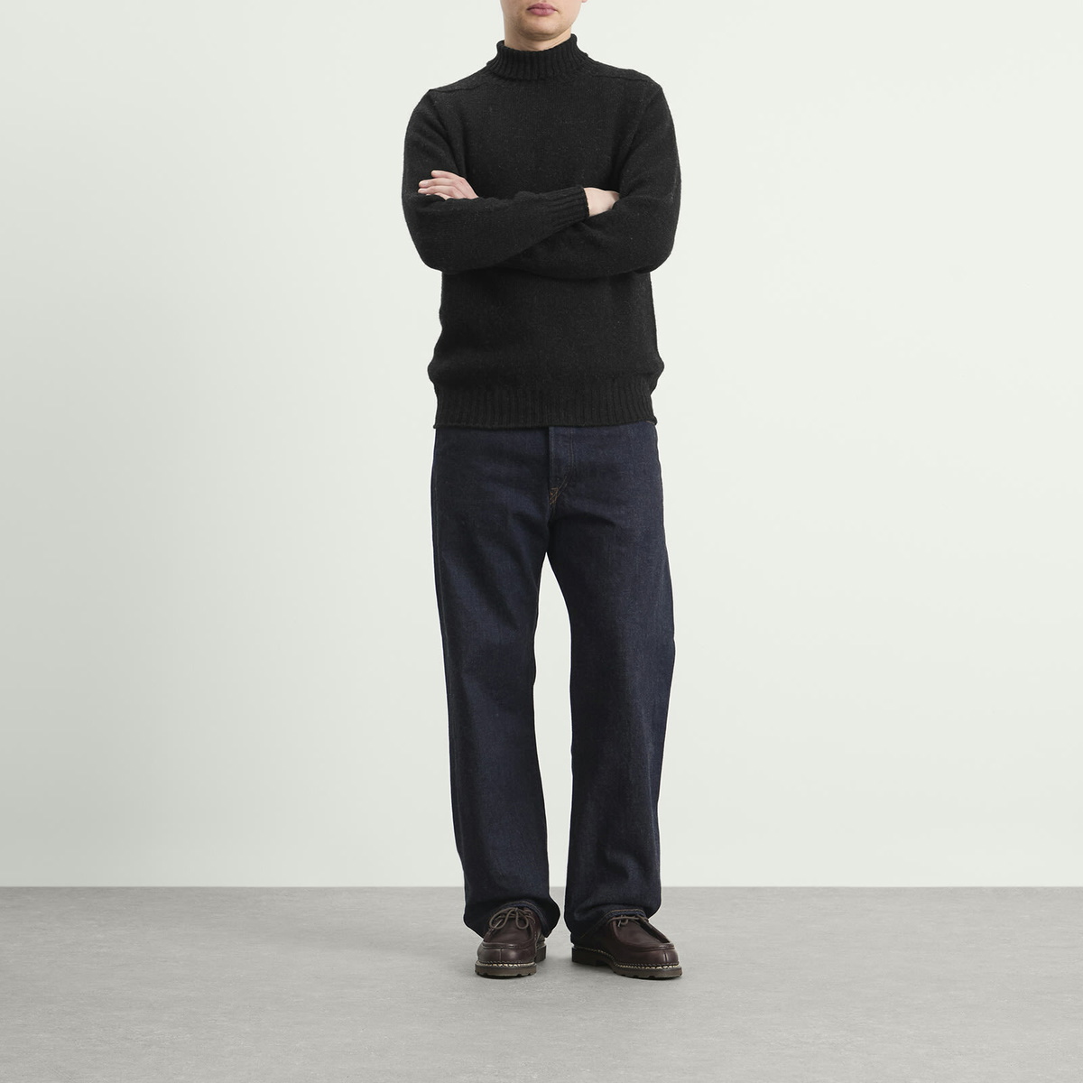 Jamieson's of Shetland Men's Jamiesons of Shetland Roll Neck Knit in Black Mix