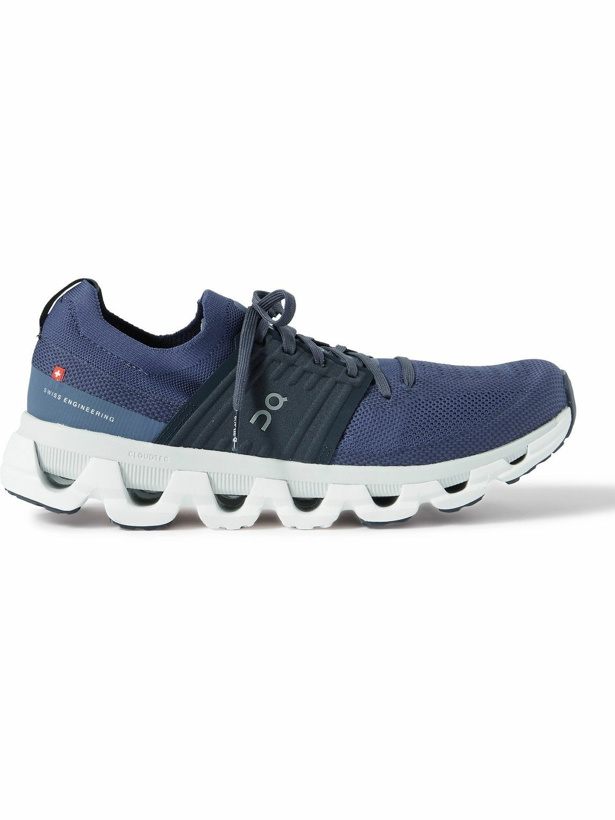Photo: ON - Cloudswift 3 Rubber-Trimmed Stretch-Knit Running Sneakers - Blue