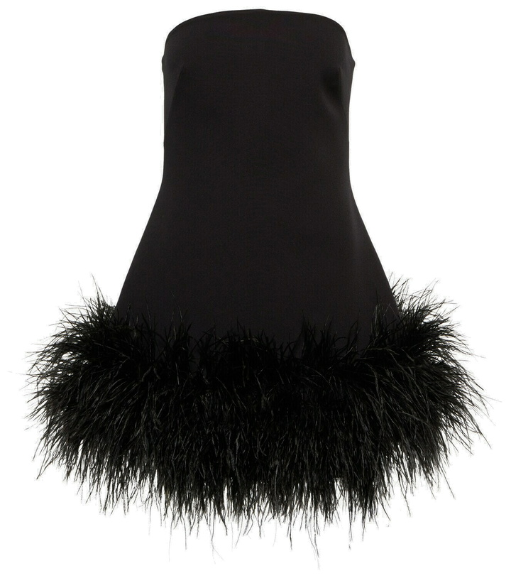 Photo: Safiyaa Strapless feather-trimmed minidress