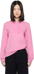 MM6 Maison Margiela Pink Graphic Long Sleeve T-Shirt