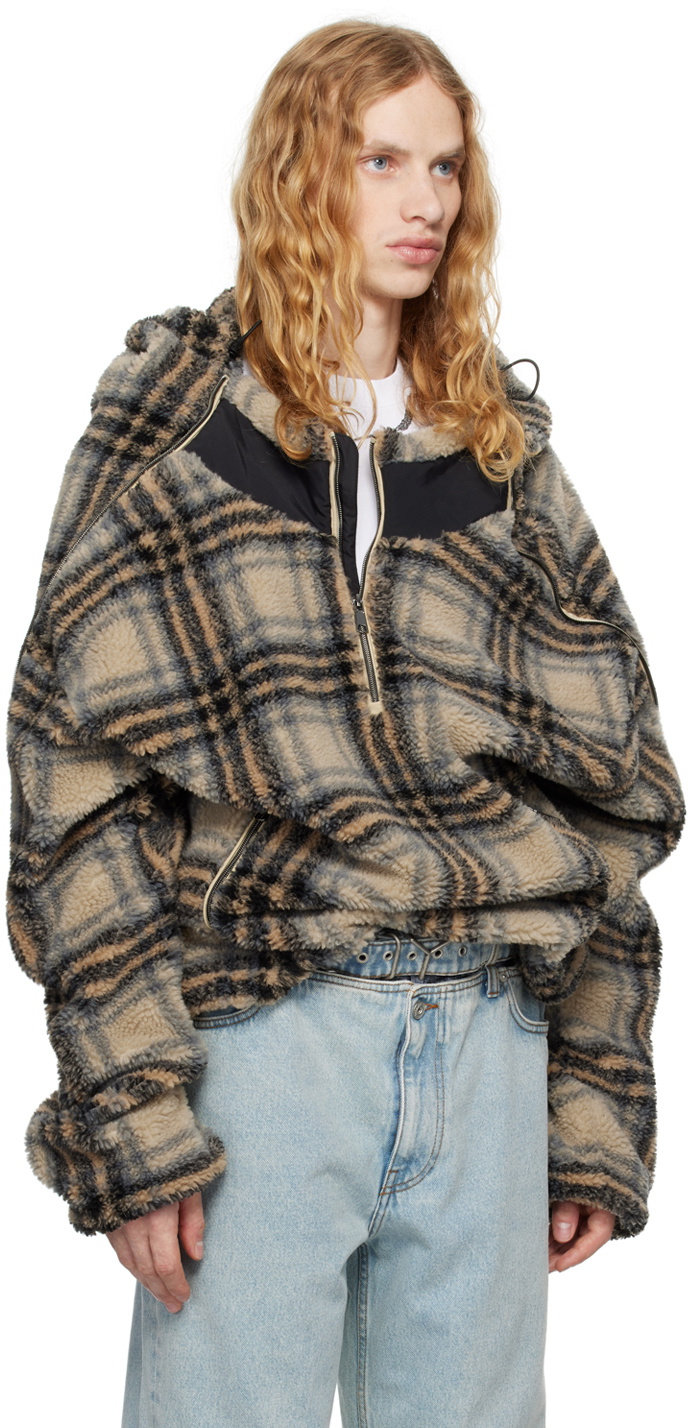 Y/Project Beige & Black Insert Hood Fleece Hoodie