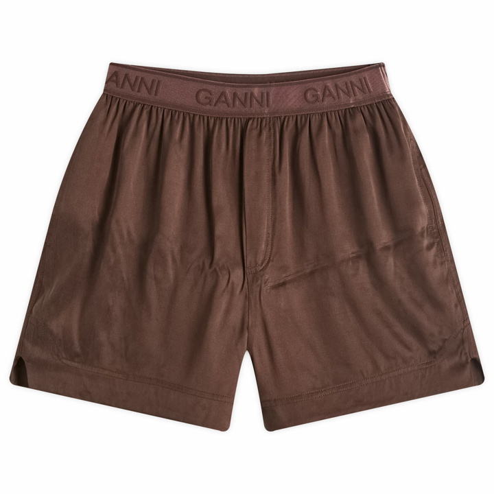 Photo: GANNI Women's Washed Satin Shorts in Mole