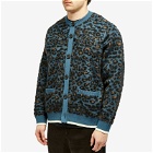 Undercover Men's Leopard Knit Cardigan in Blue