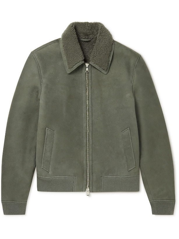Photo: Mr P. - Shearling-Trimmed Suede Blouson Jacket - Green