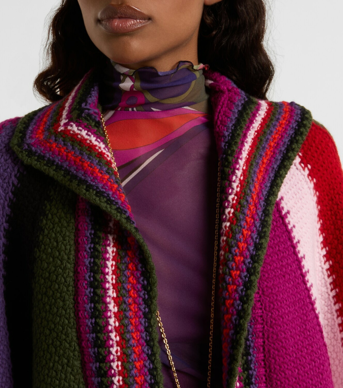 Pucci Colorblocked wool cape