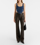 Self-Portrait Embellished denim crop top