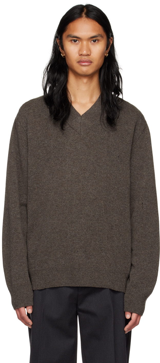 mfpen Brown V-Neck Sweater mfpen