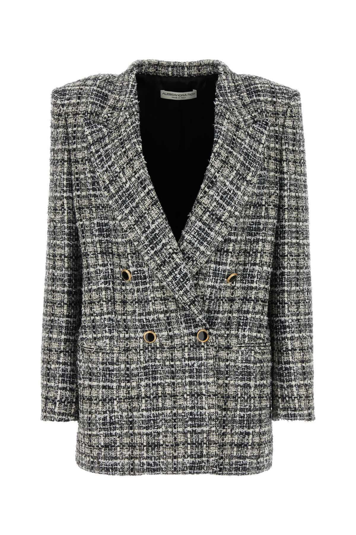 ジャケット ALESSANDRA RICH Embroidered tweed oversize blazer Alessandra Rich Embroidered Tweed Oversize Blazer Alessandra