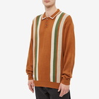 Butter Goods Men's Bowler Long Sleeve Knit Polo Shirt in Brown