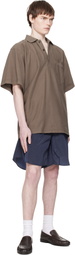 Hed Mayner Navy Curved Shorts