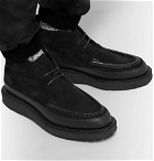 Sacai - Leather-Trimmed Suede Boots - Black