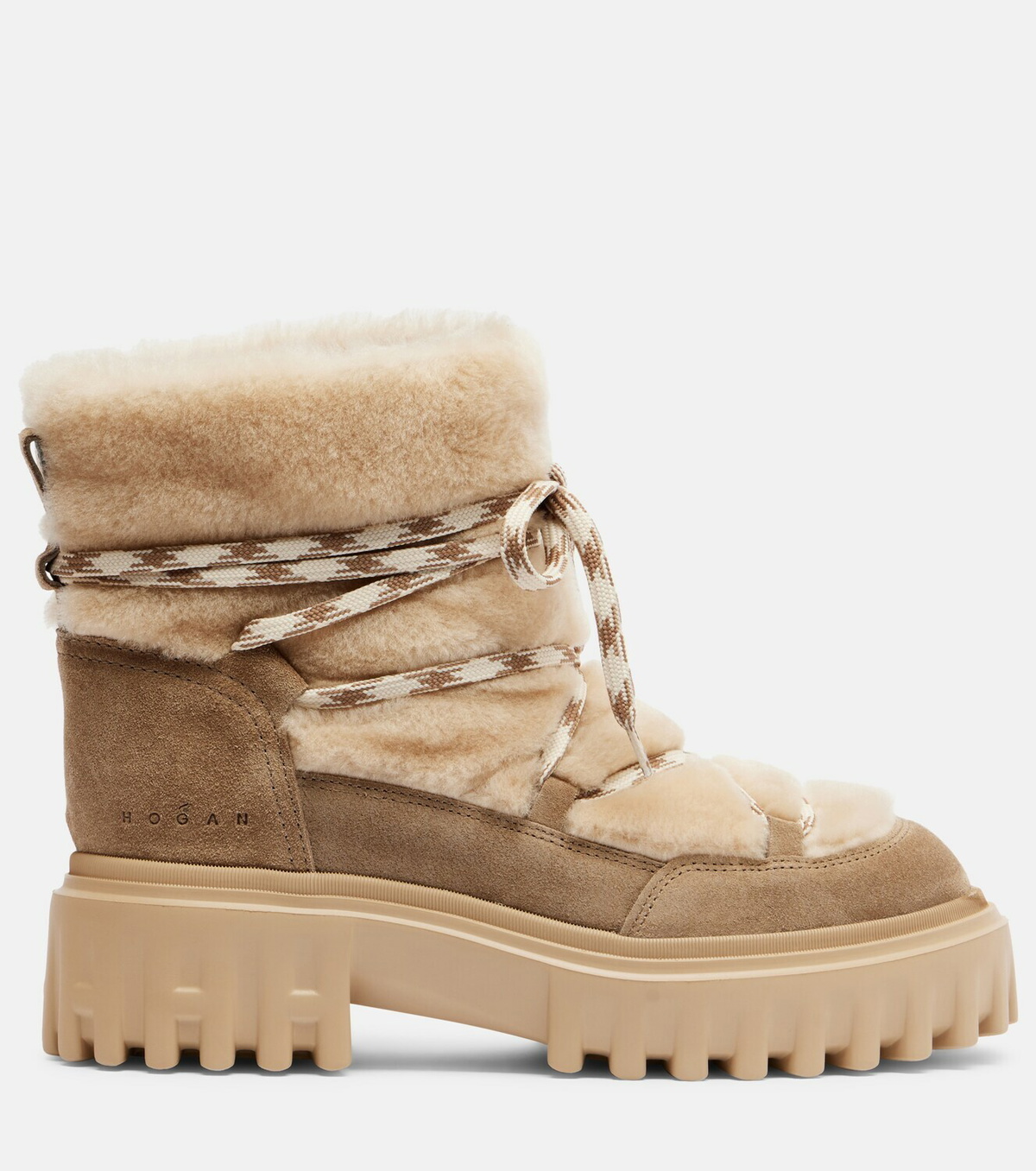 Hogan Shearling and suede ankle boots