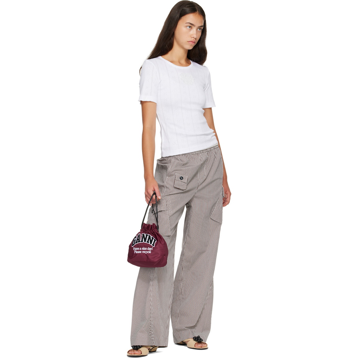 GANNI Burgundy Logo Pouch