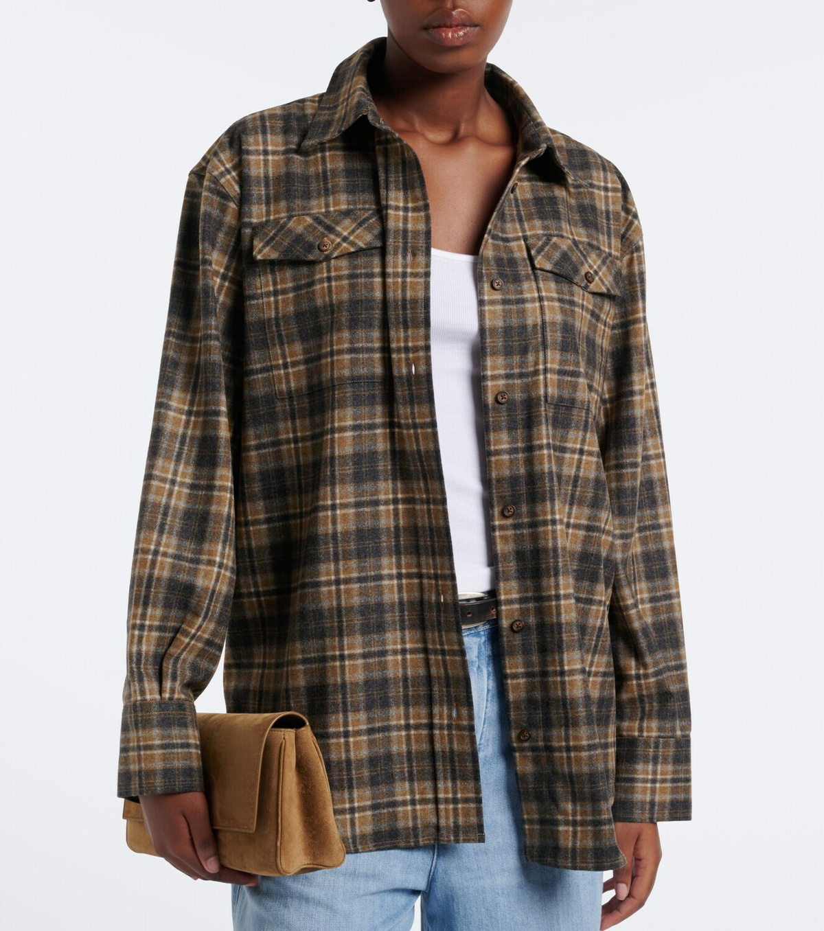 Róhe Checked wool-blend overshirt