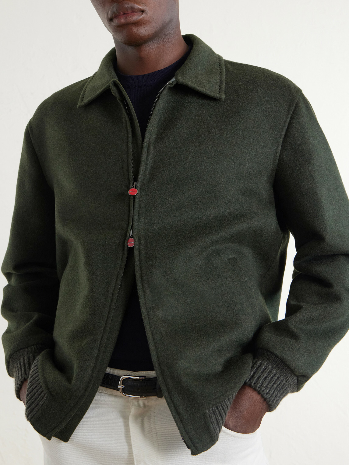 Kiton - Brushed Wool and Cashmere-Blend Blouson Jacket - Green
