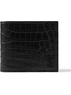 SAINT LAURENT - Logo-Appliquéd Croc-Effect Leather Billfold Wallet